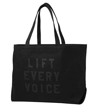 rayo & honey "Lift Every Voice" Quote Black Canvas Tote Bag