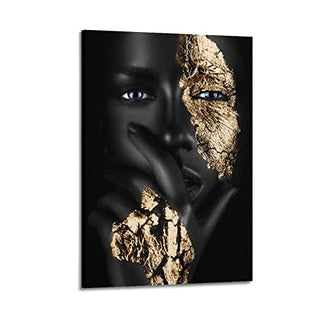 African Art Poster Quadro Mulher Negra Dourado Poster Decorative Painting Canvas Wall Posters And Art Picture Print Modern Family Bedroom Decor Posters 24x36inch(60x90cm)