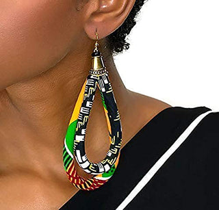 Double Loop Kente Ankara Earrings | African Earrings | Kente Earrings | Afro Earrings | Ankara Print Fabric | Africa hoop earrings | Afrocentric | Cloth & Cord