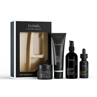 Buttah Skin Supreme Kit for Melanin Rich Skin | CocoShea Revitalizing Cream 2 oz | Vitamin C Serum 1 oz | Cleanser 3.4 oz | Rosewater Toner 3.4 oz | Black Owned Skincare