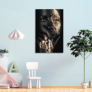 African Art Poster Quadro Mulher Negra Dourado Poster Decorative Painting Canvas Wall Posters And Art Picture Print Modern Family Bedroom Decor Posters 24x36inch(60x90cm)