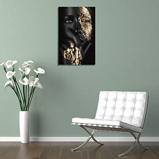 African Art Poster Quadro Mulher Negra Dourado Poster Decorative Painting Canvas Wall Posters And Art Picture Print Modern Family Bedroom Decor Posters 24x36inch(60x90cm)