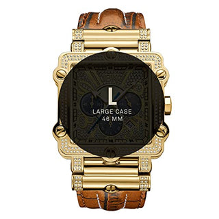 JBW Men's Luxury Phantom 1.00 ctw Diamond Chronograph Wrist Watch with Leather Band