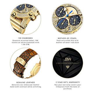 JBW Men's Luxury Phantom 10 Yr JB-6215-10C .98 ctw Diamond Chronograph Watch with Leather Band