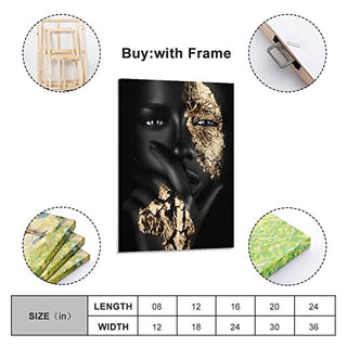 African Art Poster Quadro Mulher Negra Dourado Poster Decorative Painting Canvas Wall Posters And Art Picture Print Modern Family Bedroom Decor Posters 24x36inch(60x90cm)
