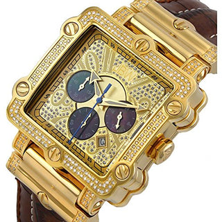 JBW Men's Luxury Phantom 1.00 ctw Diamond Chronograph Wrist Watch with Leather Band