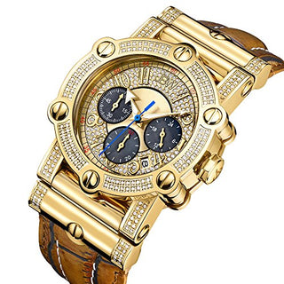 JBW Men's Luxury Phantom 10 Yr JB-6215-10C .98 ctw Diamond Chronograph Watch with Leather Band