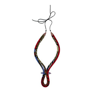 Mens African Necklace | Men’s Ketepa Corded Necklace | Men’s African Tie | Mens African Jewelry | Red Blue | Mens Tribal Jewelry | Afrocentric| Cloth & Cord