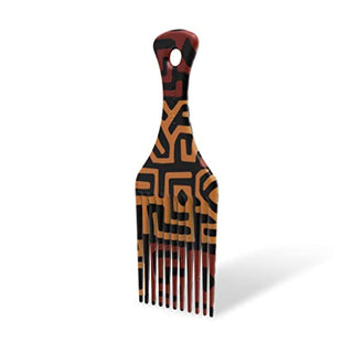 Afropick Anti-Static Plastic Black Hair Pick for Natural Curly Long Thick Hair- Afro Pick Comb for Men, Women- African Artist Designs (Tribe)