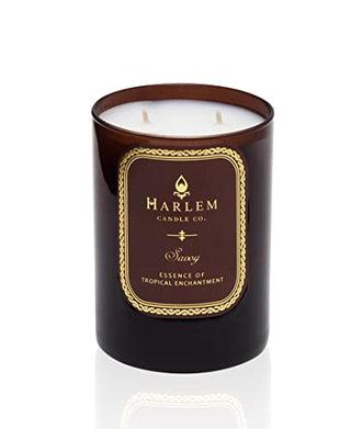 Harlem Candle Company Savoy Luxury Scented Candle, Double Wick, 12 oz Amber Glass Jar, Soy Wax, Gift Box, Scents of Black Currant, Mandarin, Cassis, Pear, Apple, Jasmine, Musk and Sandalwood