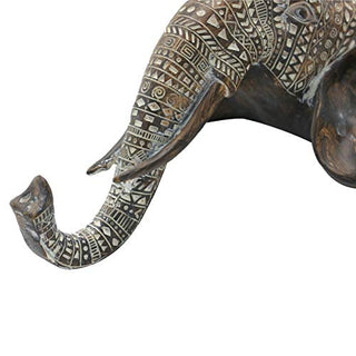 OTARTU African Elephant Wall Bust Sculpture 11" Tall Carved Noble Elephant Head Hanging Wall Decor Art Wooden Color (Elephant)