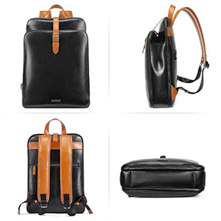 CLUCI Womens Backpack Purse Leather 15.6 Inch Laptop Backpack Travel Business Large Vintage Shoulder Bags Black