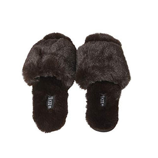 Twelve AM Co., So Good Fluffy Slippers (Chocolate Brown, Numeric_7)