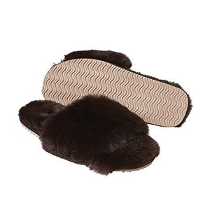 Twelve AM Co., So Good Fluffy Slippers (Chocolate Brown, Numeric_7)