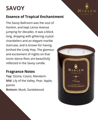 Harlem Candle Company Savoy Luxury Scented Candle, Double Wick, 12 oz Amber Glass Jar, Soy Wax, Gift Box, Scents of Black Currant, Mandarin, Cassis, Pear, Apple, Jasmine, Musk and Sandalwood