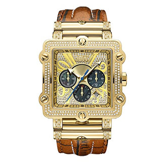 JBW Men's Luxury Phantom 1.00 ctw Diamond Chronograph Wrist Watch with Leather Band