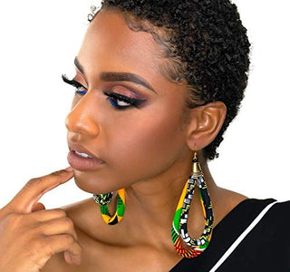 Double Loop Kente Ankara Earrings | African Earrings | Kente Earrings | Afro Earrings | Ankara Print Fabric | Africa hoop earrings | Afrocentric | Cloth & Cord