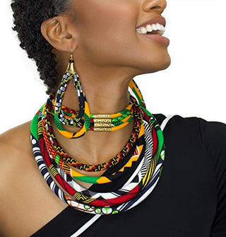 Double Loop Kente Ankara Earrings | African Earrings | Kente Earrings | Afro Earrings | Ankara Print Fabric | Africa hoop earrings | Afrocentric | Cloth & Cord